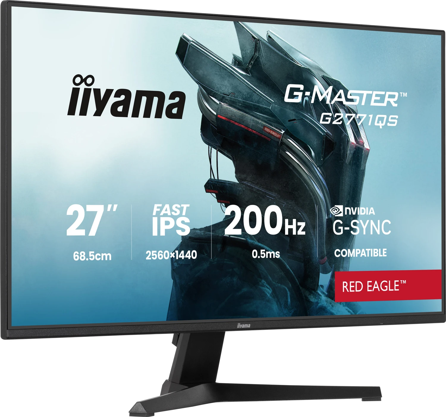Iiyama G-Master G2771qS-B1 Red Eagle GaminG-Monitor 68.6 Cm (27"), Schwarz (matt), Qhd, FasT-Ips, Hdmi, Dp, G-Sync Komp., 200hz Panel (g2771qS-B1)