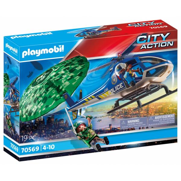 Playset  City Action Police helicopter: Parachute Chase Playmobil 70569 19 pcs (19 pcs)