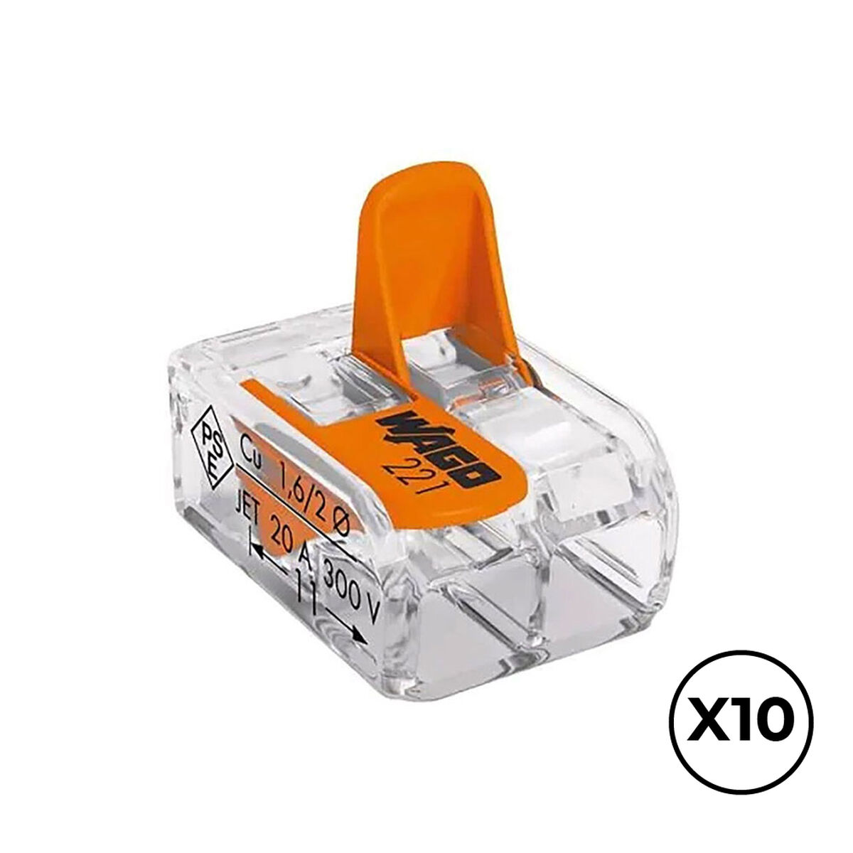 Connettore rapido Wago 13,2 x 18,6 x 8,4 mm 4 mm 450 V Connessioni x 2 (10 Unità )