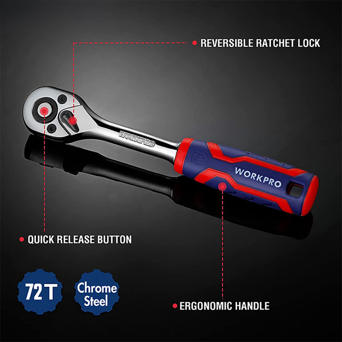 Chiave a cricchetto Workpro 1/2" - Image 3