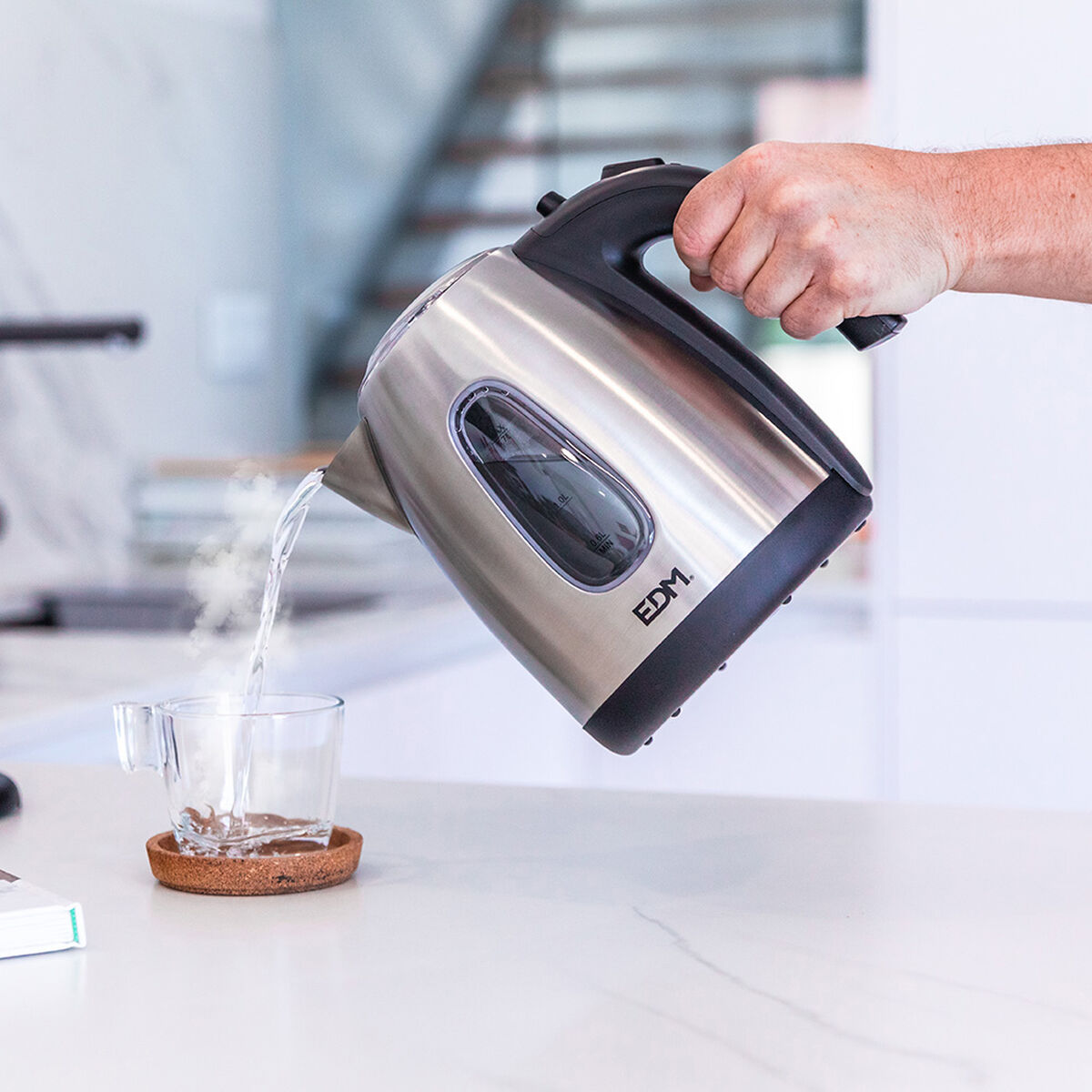 Bollitore EDM 07656 Kettle Nero Acciaio inossidabile 2200 W 1,7 L - Image 5