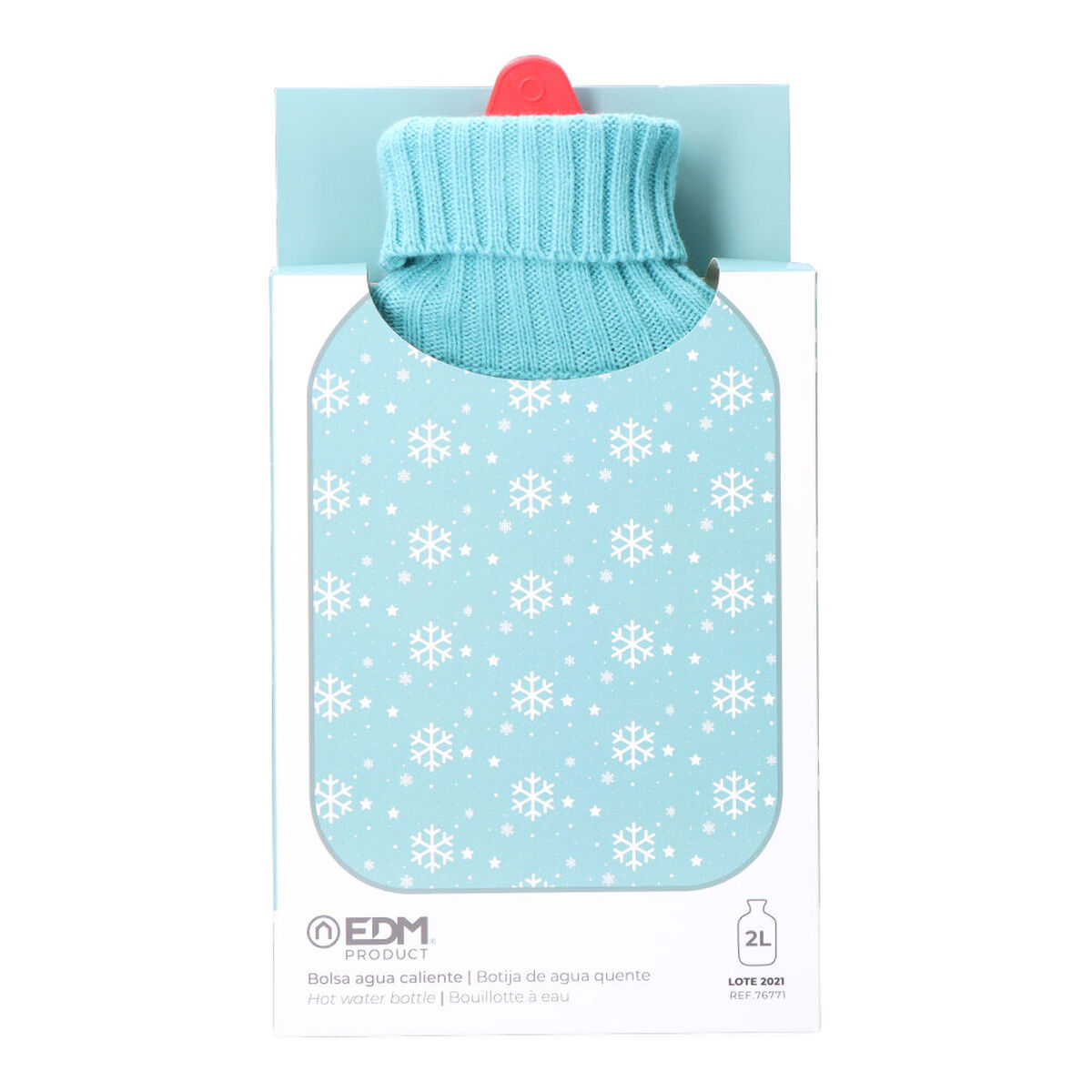 Borsa Acqua Calda EDM 76771 Azzurro Azzurro/Bianco Fiocchi di neve Lana 2 L Plastica - Image 3