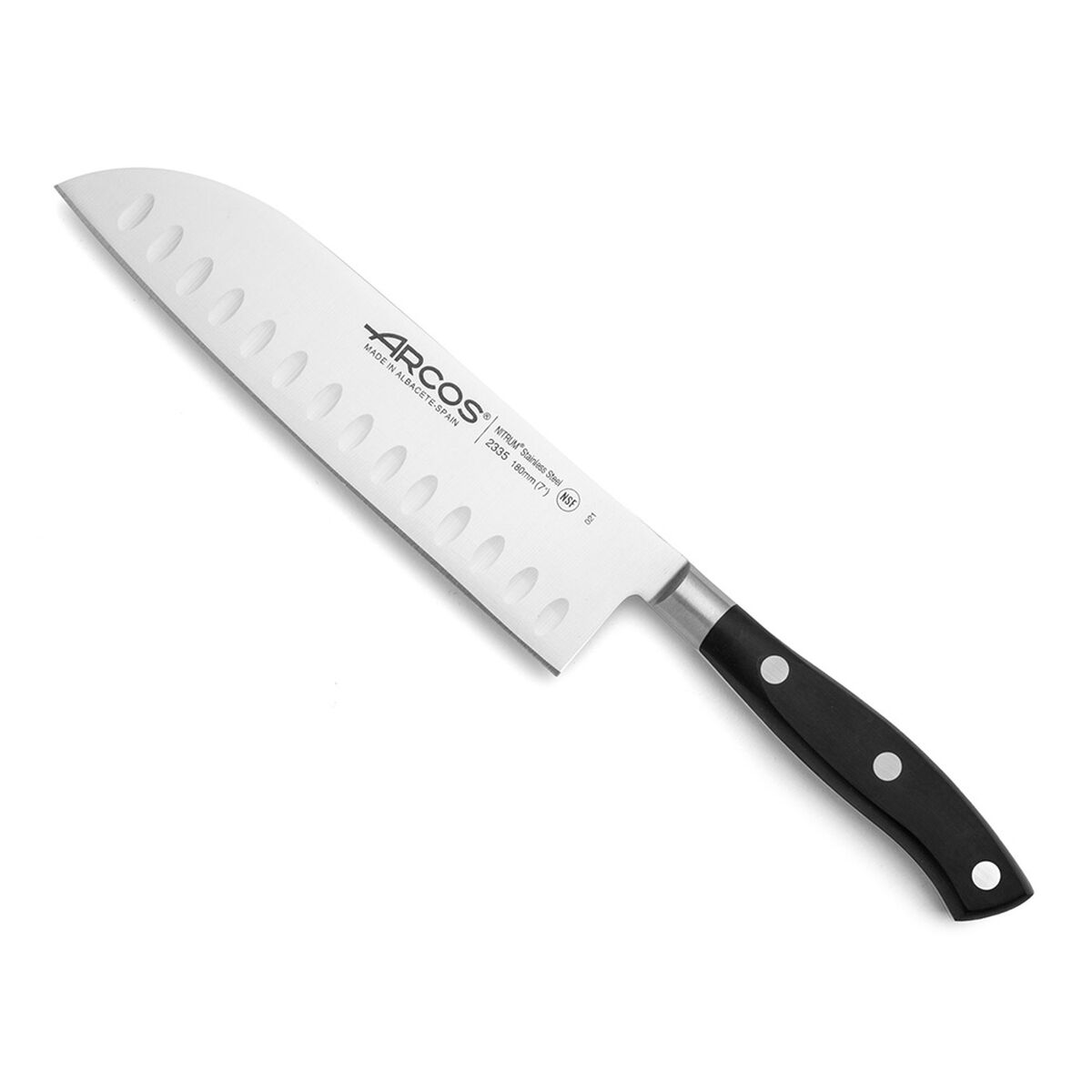 Coltello Santoku Arcos serie riviera Nero Acciaio Poliossimetilene 18 cm