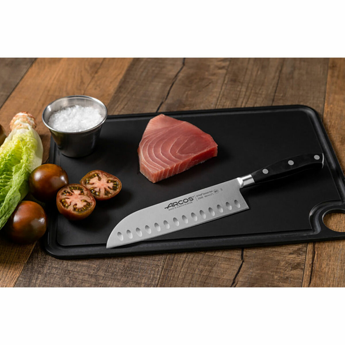 Coltello Santoku Arcos serie riviera Nero Acciaio Poliossimetilene 18 cm - Image 4