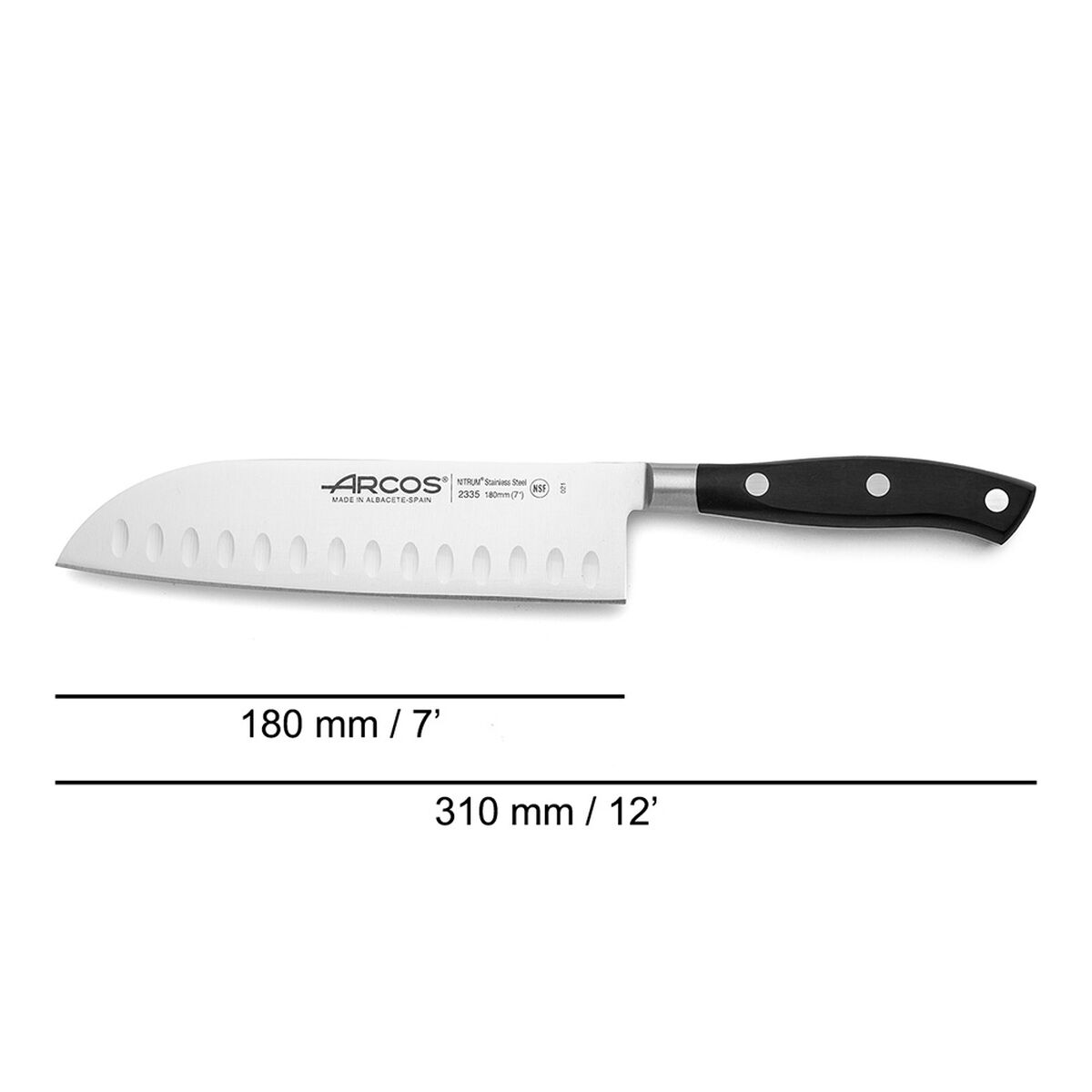 Coltello Santoku Arcos serie riviera Nero Acciaio Poliossimetilene 18 cm - Image 6