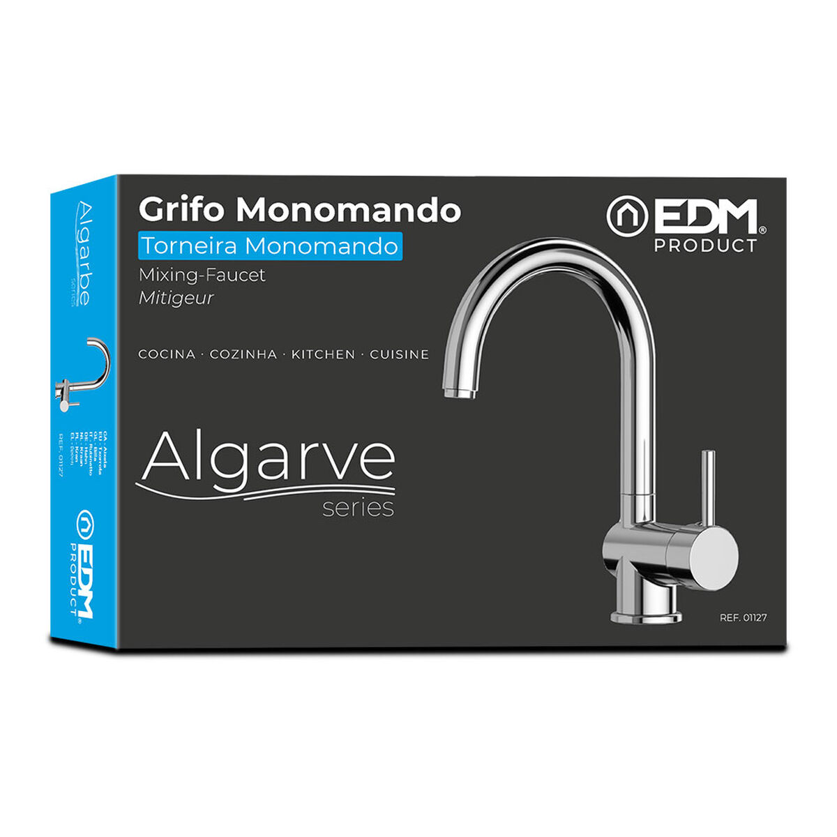 Rubinetto Monocomando EDM 01127 a7200-x Argentato Acciaio inossidabile Ottone Zinco Lavello - Image 3