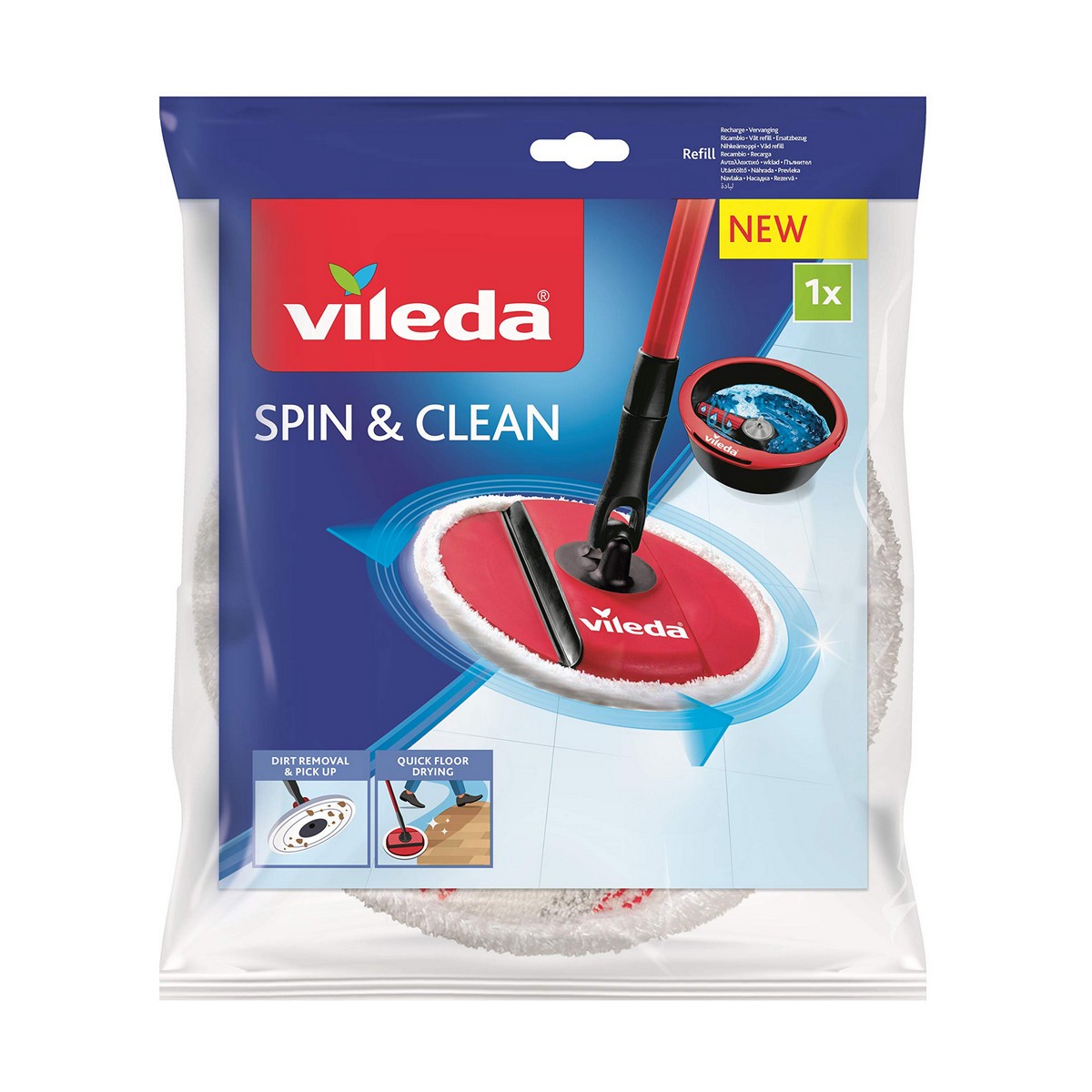 Ricambio Mocio Per Pavimenti Vileda Spin & Clean Microfibre