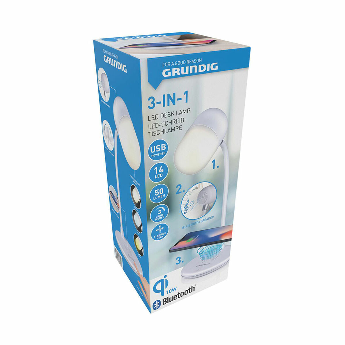 Lampada LED con Altoparlante e Caricabatterie Senza Fili Grundig Bianco 10 W 50 lm Ø 12 x 26 cm Plastica 3 in 1 - Image 5