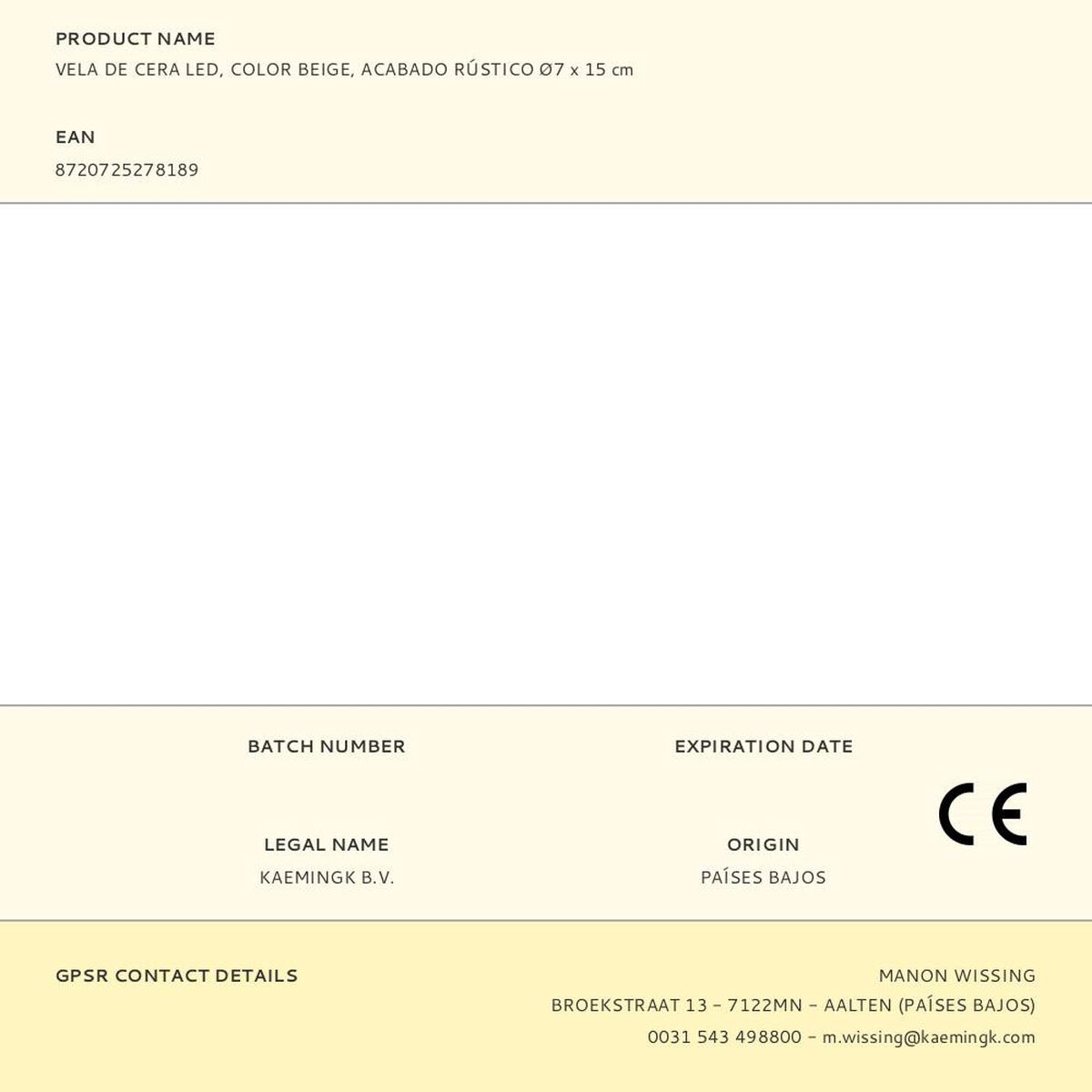 Candela LED Lumineo Beige Crema Ø 7 x 15 cm (AAA) - Image 4