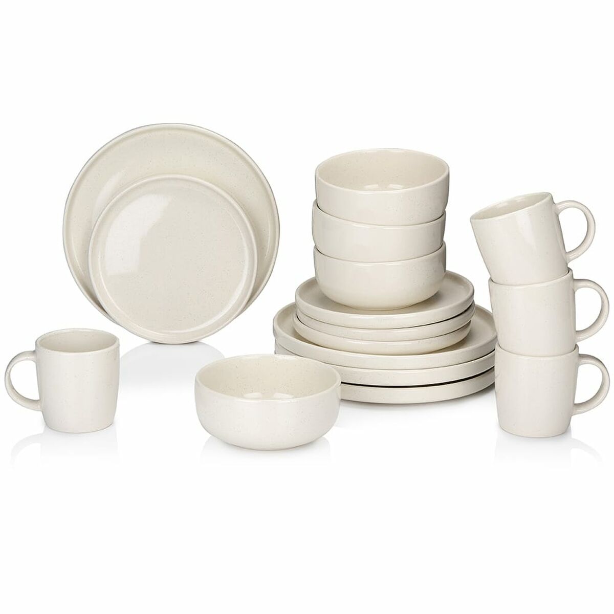 Servizio di Piatti Alpina Crema Ceramica 16 Pezzi (4 Unità)