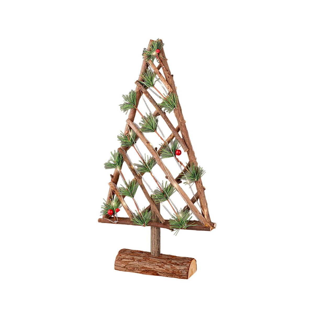 Albero di Natale Lumineo Bianco Caldo Legno 25,5 x 6 x 49 cm MicroLED Decorativo