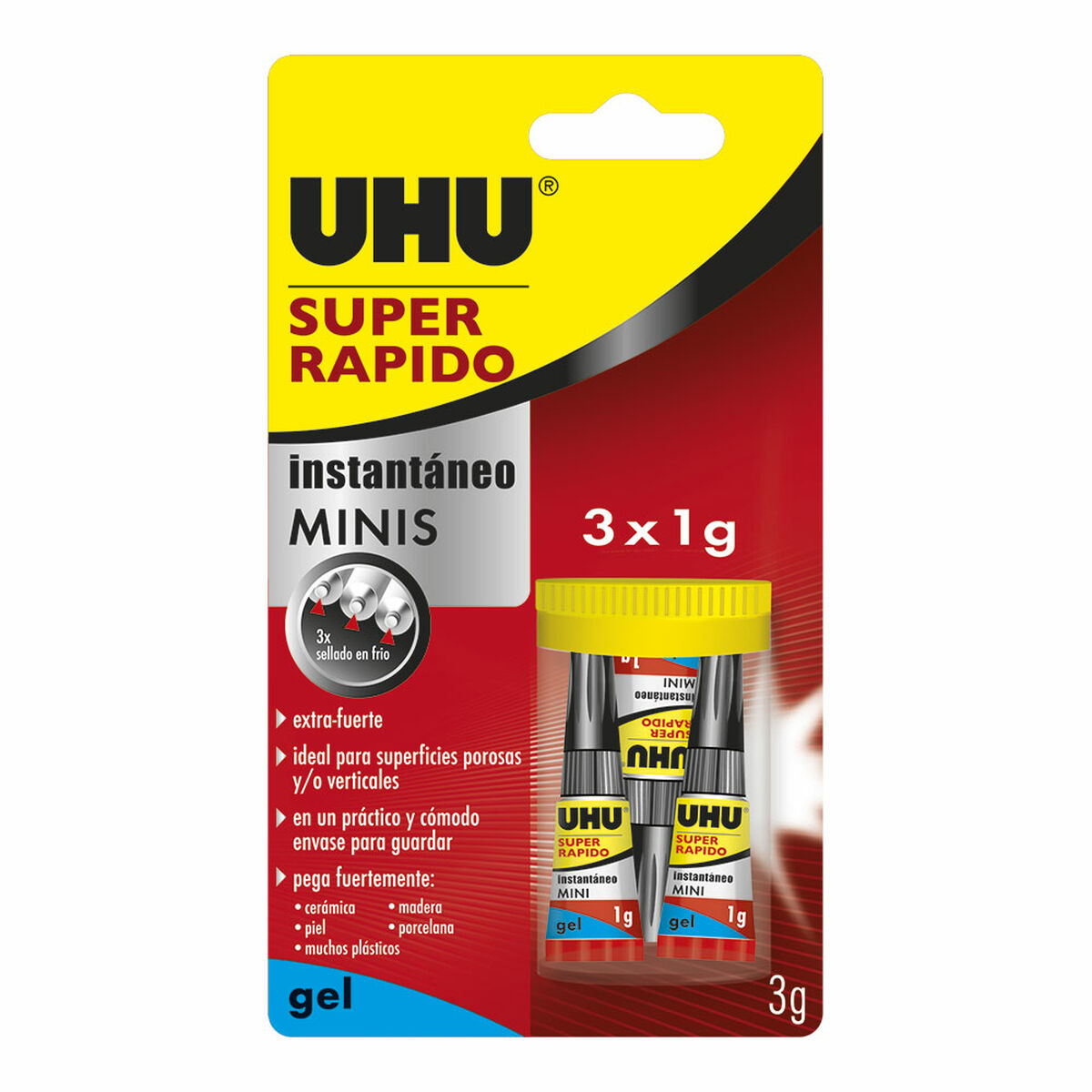 Colla UHU 36527 Minis 1 g Veloce Extra forte 3 Pezzi