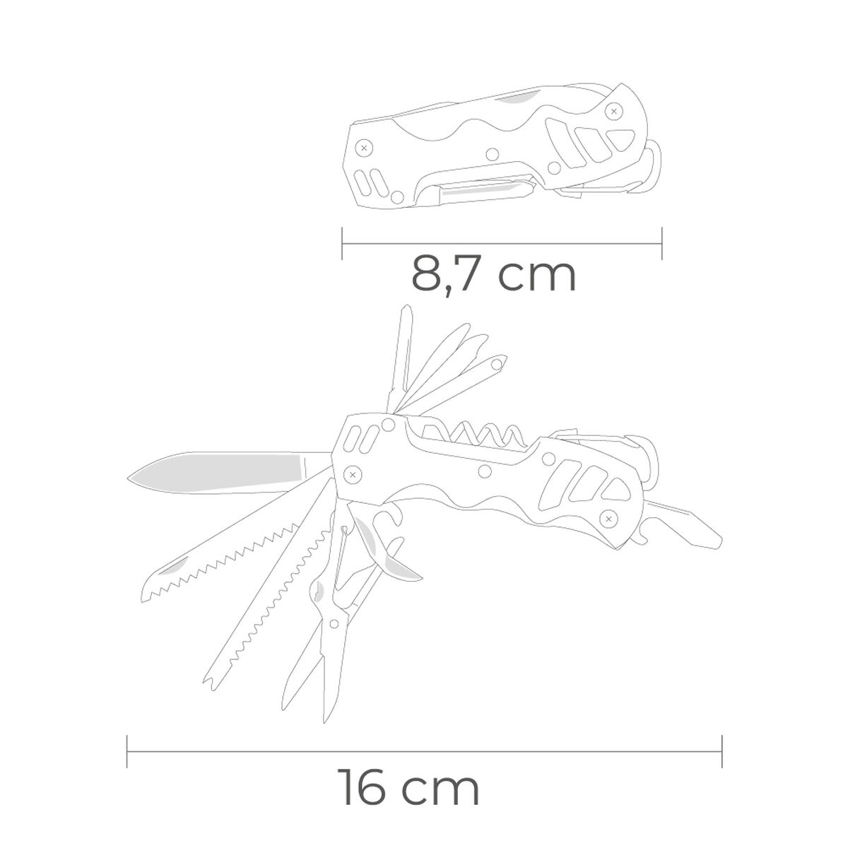 Coltello multiuso EDM 08557 K2 Argentato Moschettone - Image 6