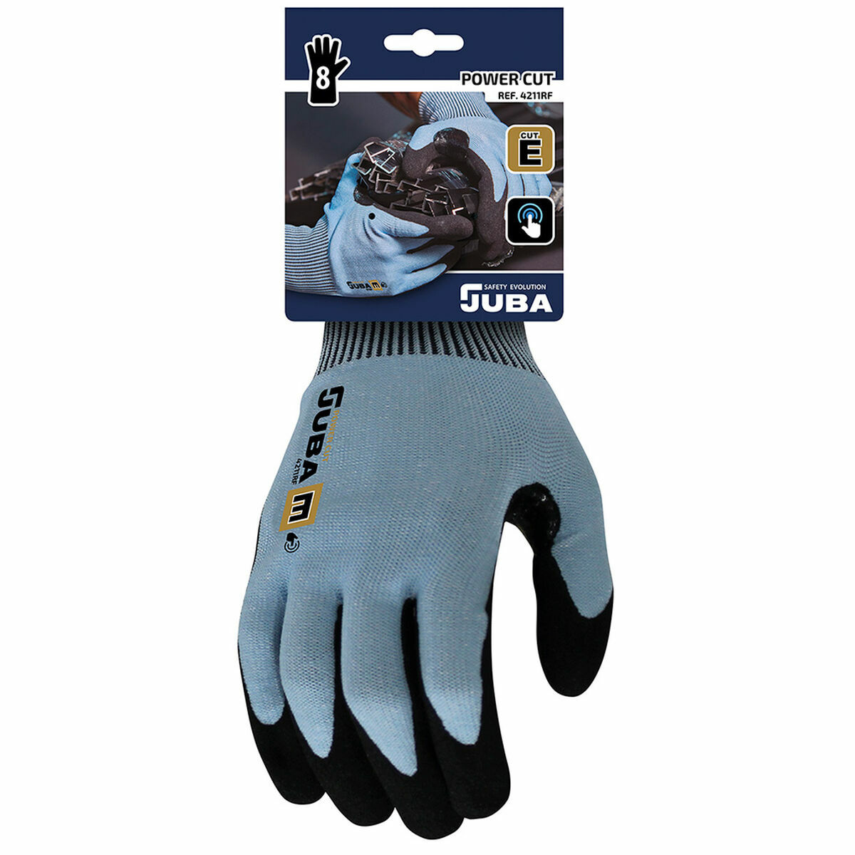 Guanti da Lavoro JUBA K-Rock Azzurro Nero Blu/Nero Nitrile Touch Screen Taglia:10