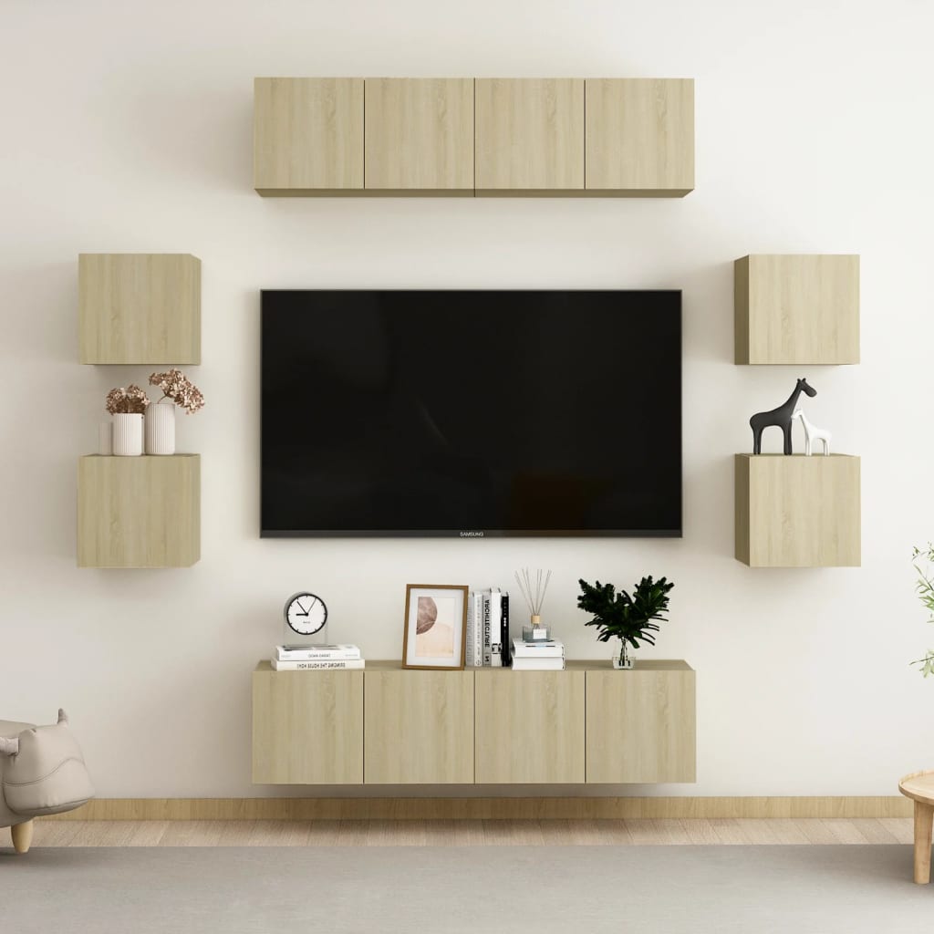 vidaXL Ensemble de meubles TV 8 pcs Chêne sonoma Bois d'ingénierie
