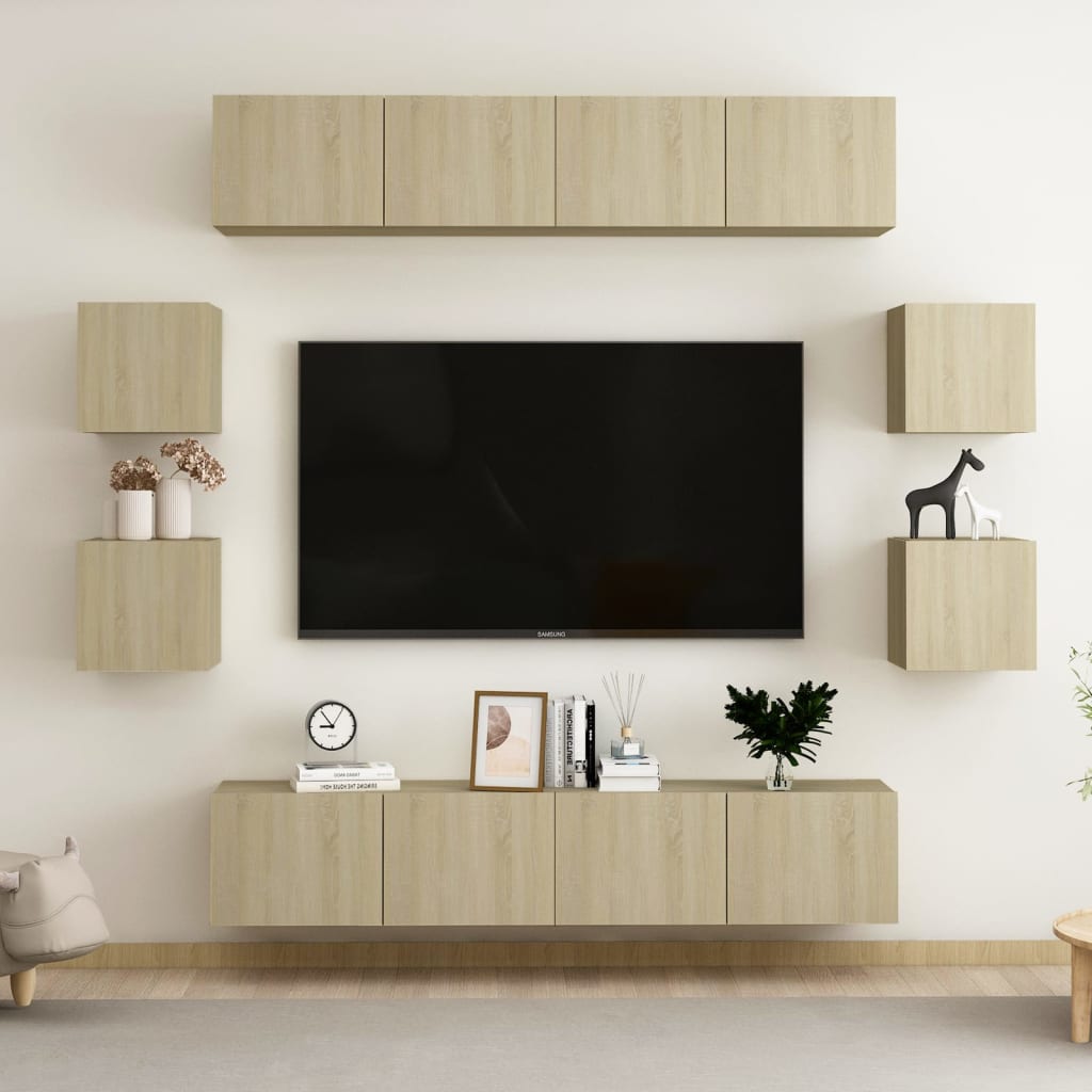 vidaXL Ensemble de meubles TV 8 pcs Chêne sonoma Bois d'ingénierie
