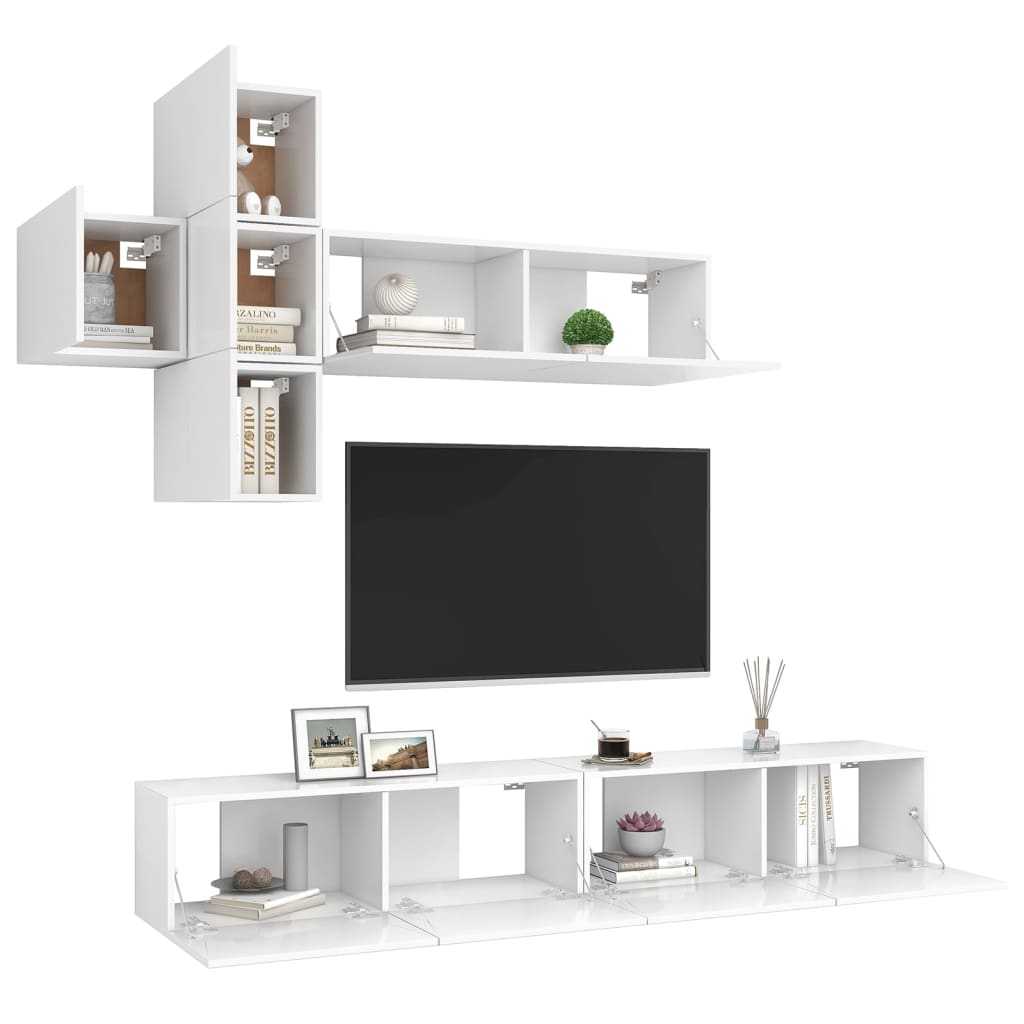 vidaXL Ensemble de meuble TV 7 pcs Blanc Bois d'ingénierie - Image 3