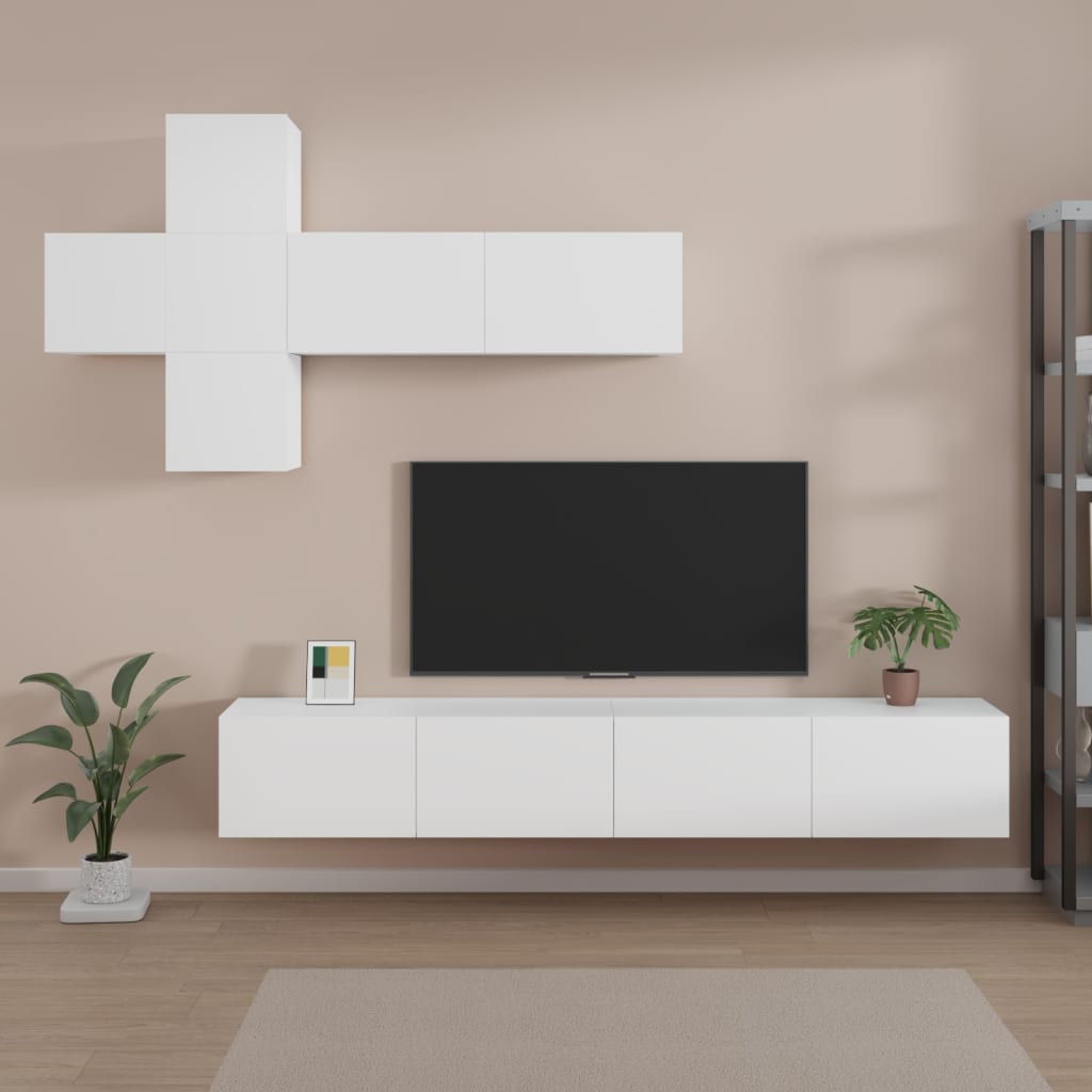 vidaXL Ensemble de meubles TV 7 pcs Blanc Bois d'ingénierie