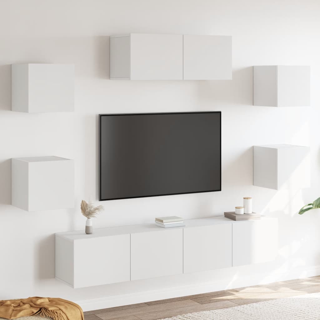 vidaXL Ensemble de meubles TV 7 pcs Blanc Bois d'ingénierie