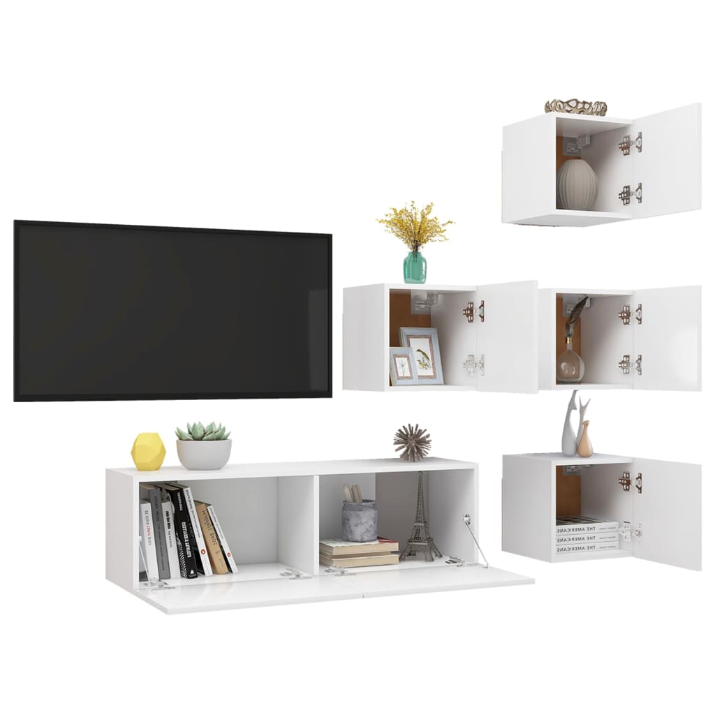 vidaXL Ensemble de meuble TV 5 pcs Blanc Bois d'ingénierie - Image 3