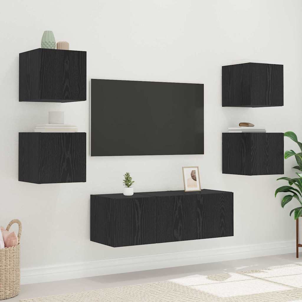 vidaXL Meuble TV mural Chêne noir 30,5 x 35 x 30 cm Bois d'ingénierie - Image 6