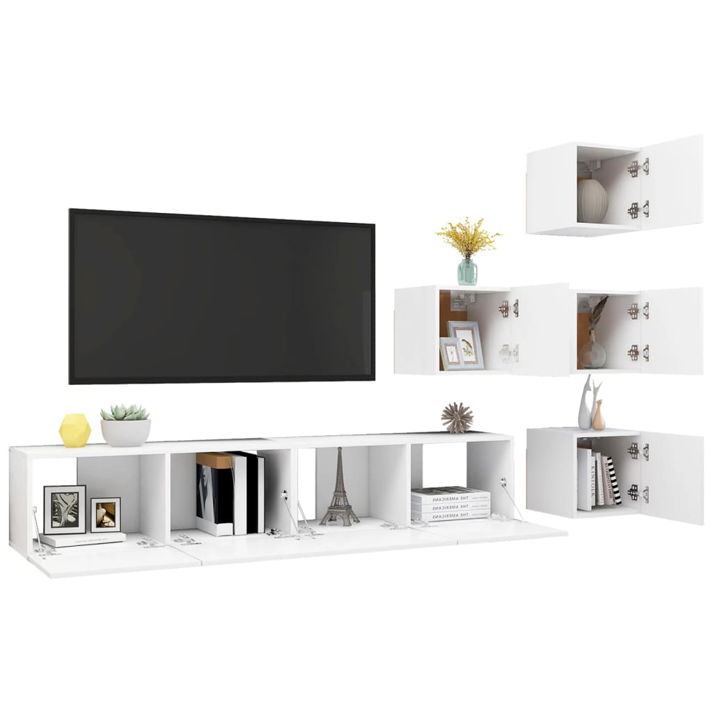 vidaXL Ensemble de meuble TV 6 pcs Blanc Bois d'ingénierie - Image 3