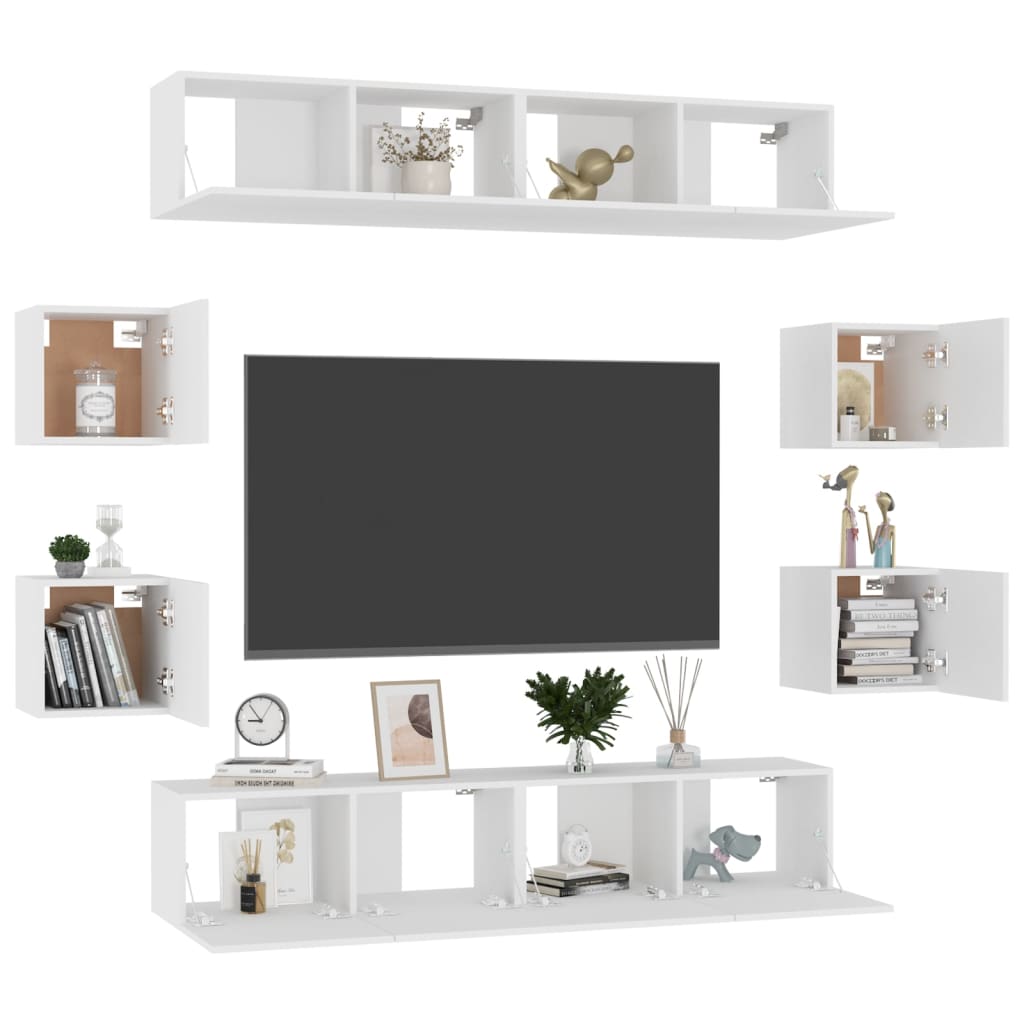 vidaXL Ensemble de meubles TV 8 pcs Blanc Bois d'ingénierie - Image 3