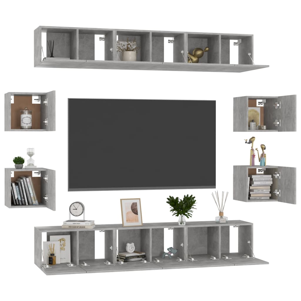 vidaXL Ensemble de meubles TV 10 pcs Gris béton Bois d'ingénierie - Image 3