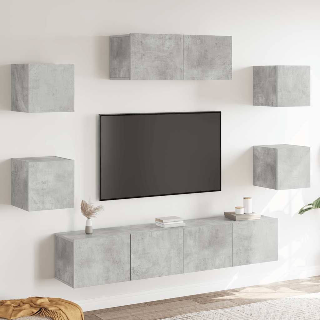 vidaXL Ensemble de meubles TV 7 pcs Gris béton Bois d'ingénierie