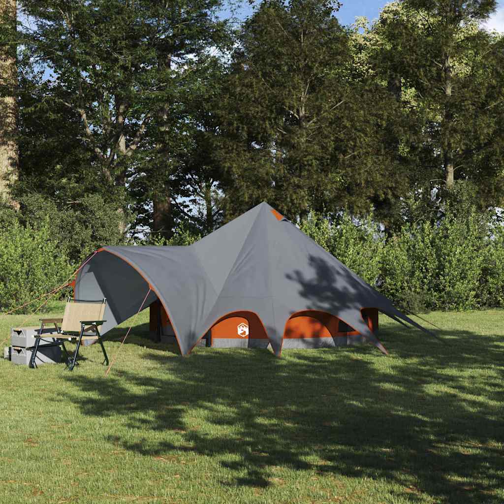 vidaXL Tente tipi avec toit Gris et orange 600 x 600 x 347 cm