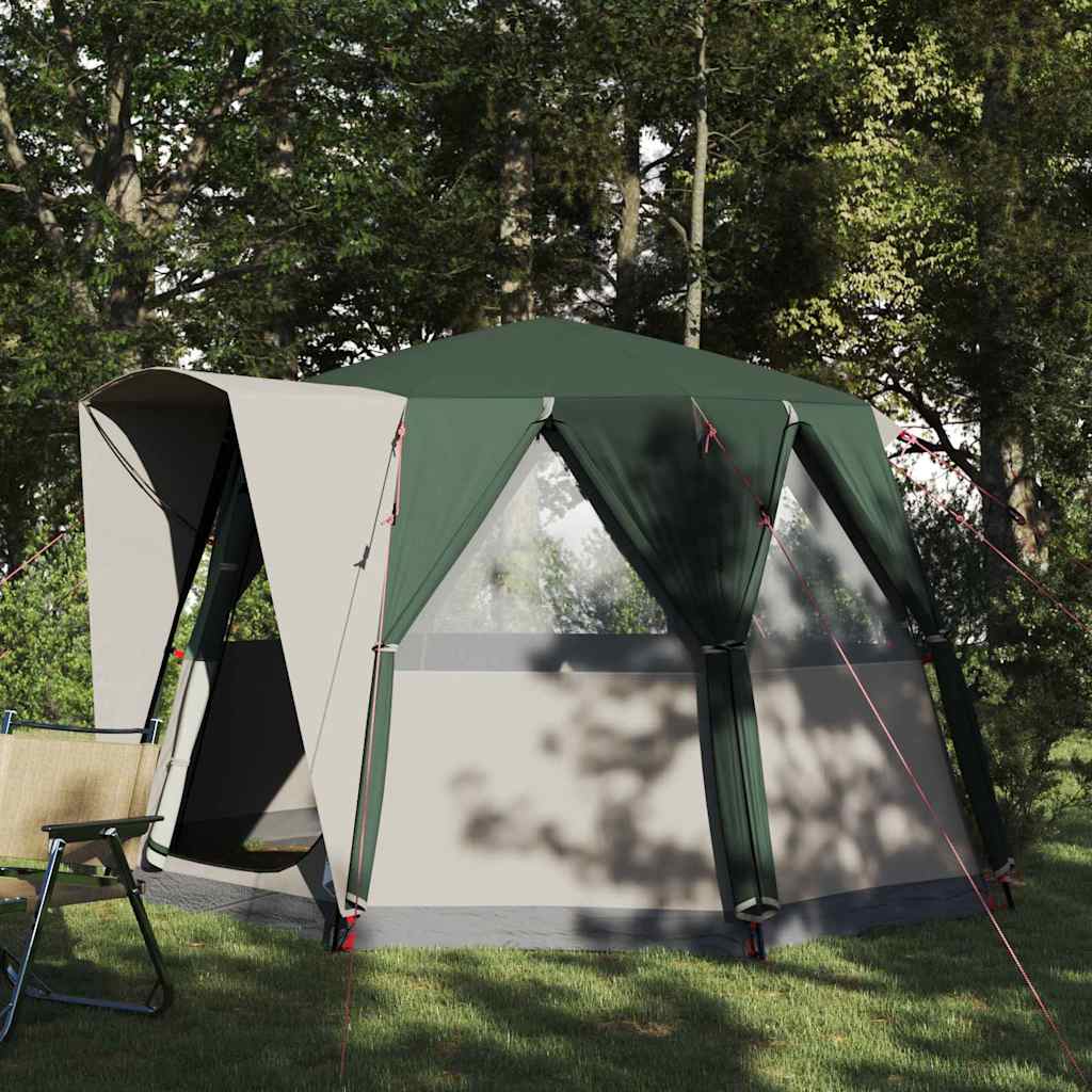 vidaXL Tente Cabane avec toit Vert et blanc 320 x 320 x 203 cm