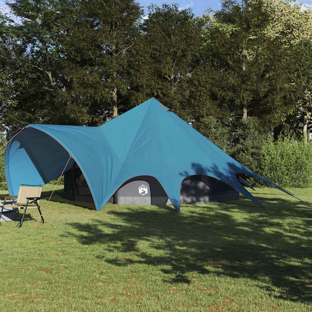 vidaXL Tente tipi avec toit avec évent Bleu et gris 600 x 600 x 347 cm