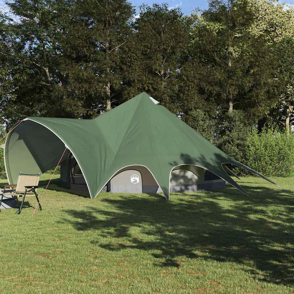 vidaXL Tente tipi avec toit avec évent Vert et gris 600 x 600 x 347 cm