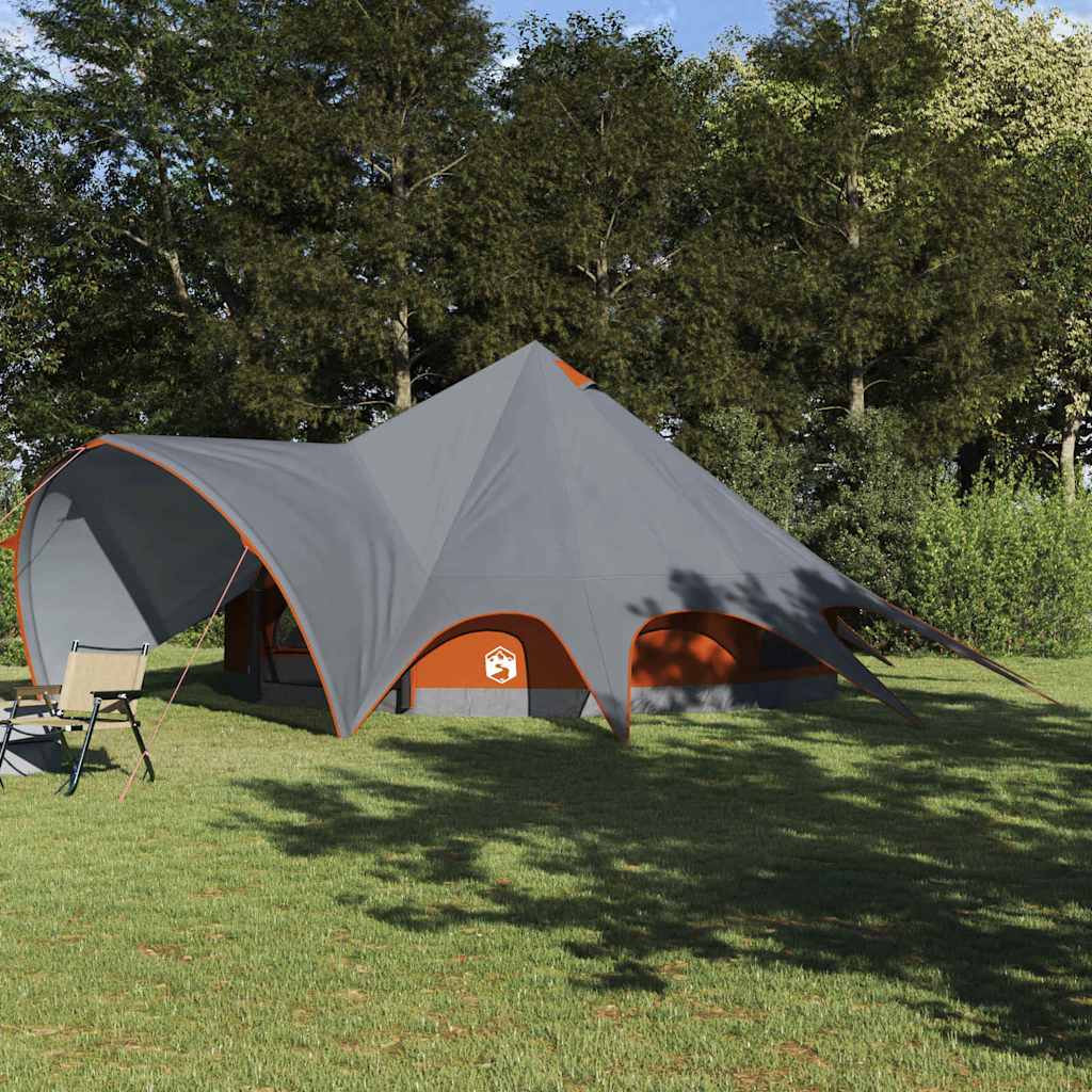 vidaXL Tente tipi avec toit Gris et orange 600 x 600 x 347 cm