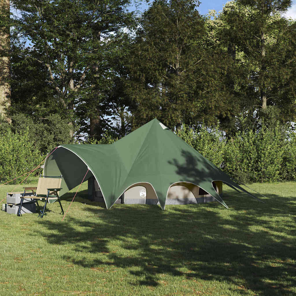 vidaXL Tente tipi avec toit avec évent Vert et gris 600 x 600 x 347 cm