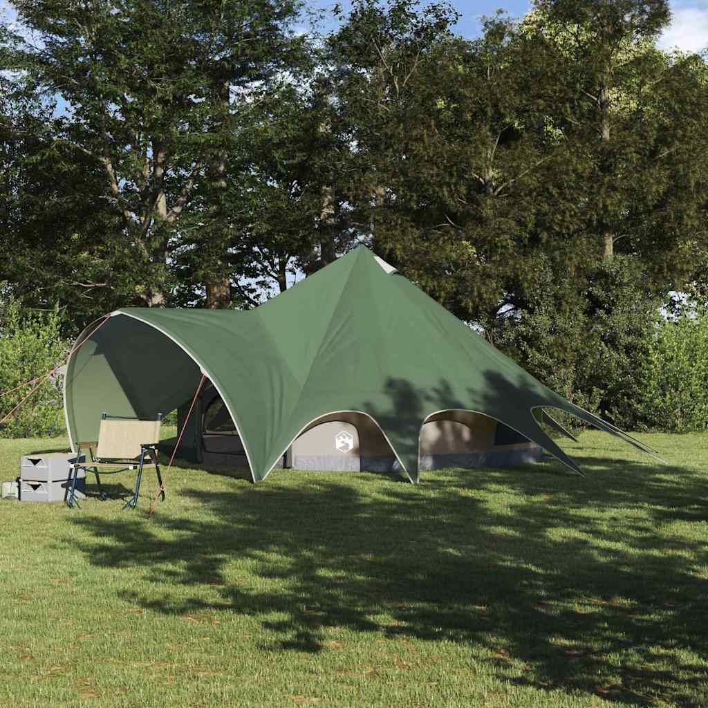 vidaXL Tente tipi avec toit avec évent Vert et gris 600 x 600 x 347 cm