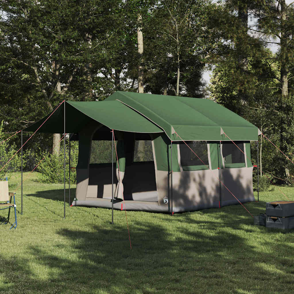 vidaXL Tente familiale avec toit Vert et blanc 324 x 255 x 230 cm