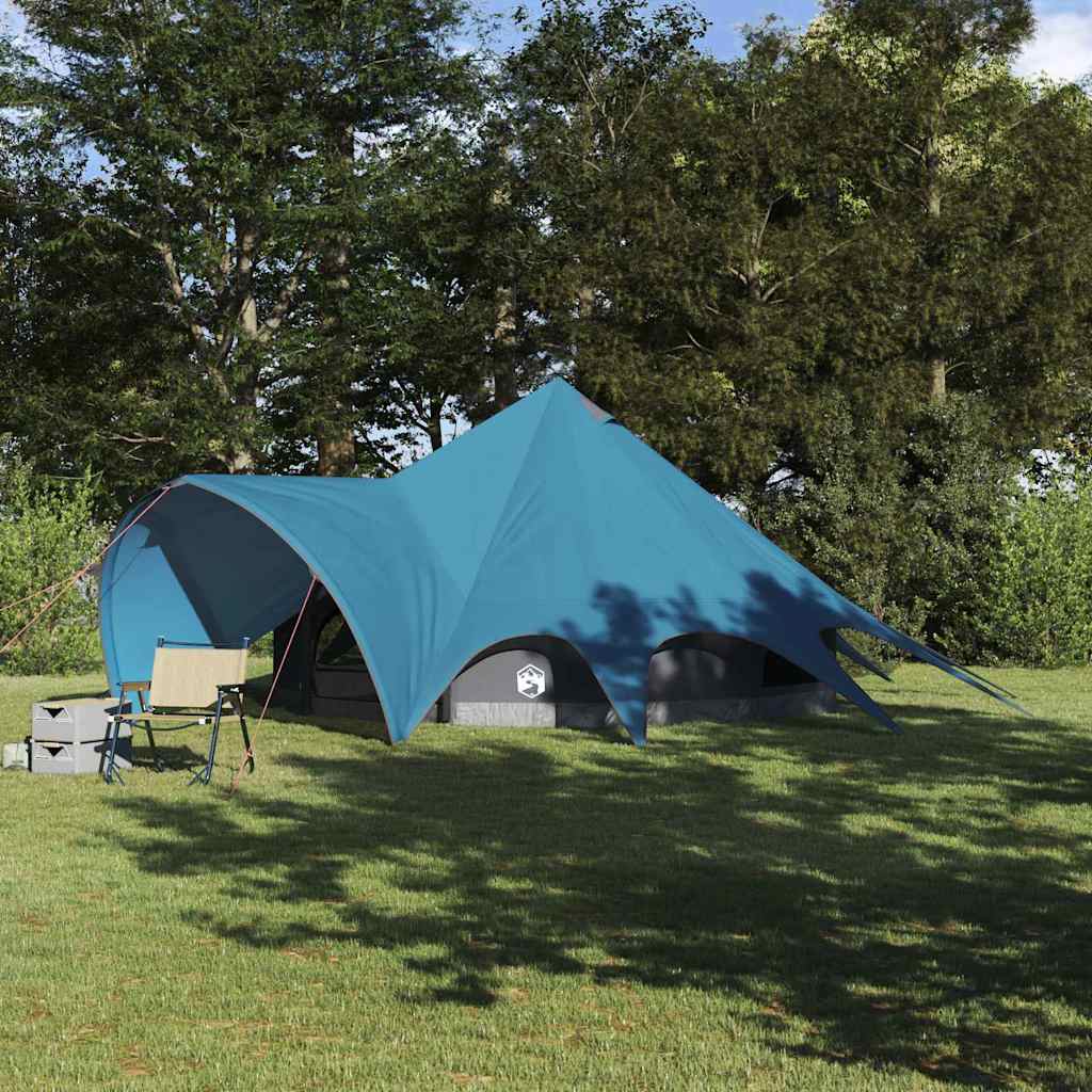 vidaXL Tente tipi avec toit avec évent Bleu et gris 600 x 600 x 347 cm