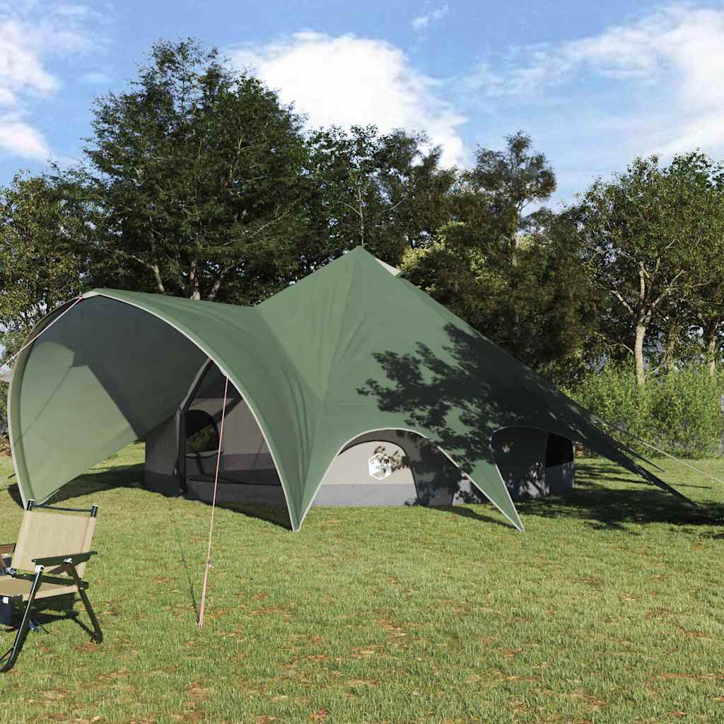 vidaXL Tente tipi avec toit avec évent Vert et gris 600 x 600 x 347 cm