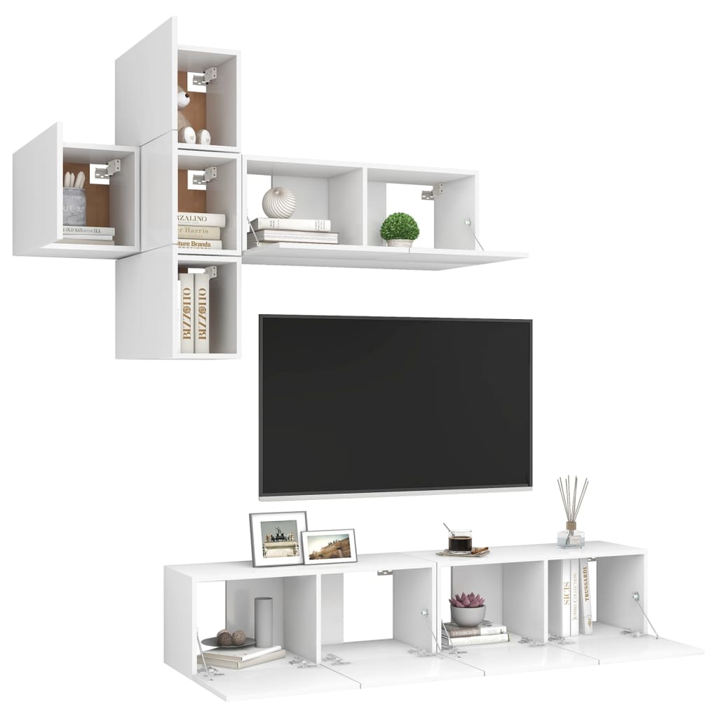vidaXL Ensemble de meuble TV 7 pcs Blanc Bois d'ingénierie - Image 3