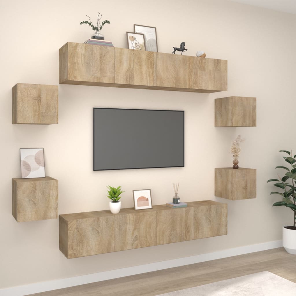 vidaXL Ensemble de meubles TV 8 pcs Chêne sonoma Bois d'ingénierie