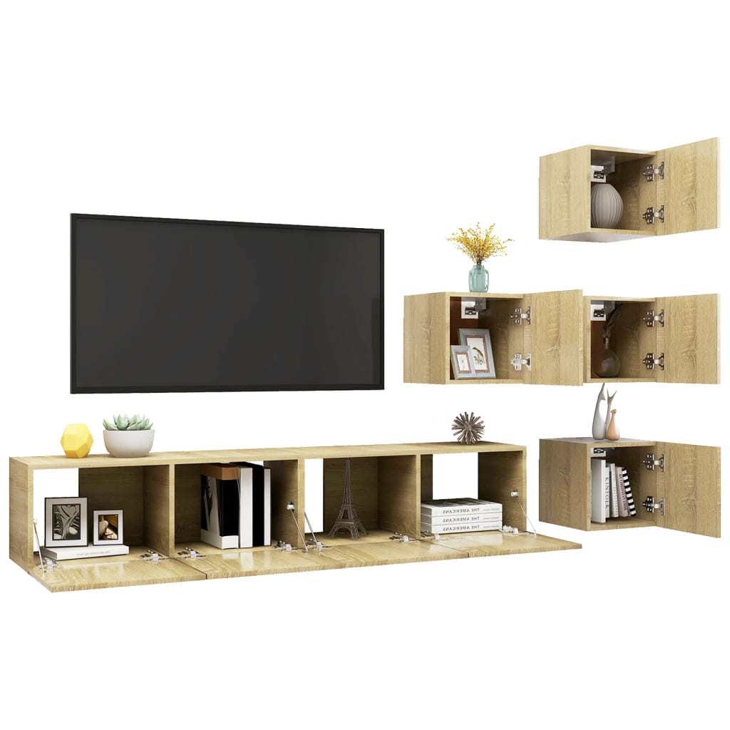 vidaXL Juego de muebles de salón 6 piezas roble Sonoma - Image 3