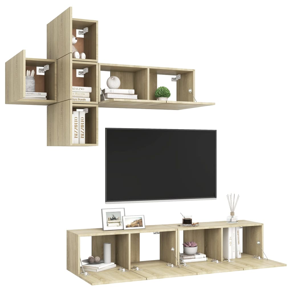 vidaXL Juego de muebles de salón 7 piezas roble Sonoma - Image 3