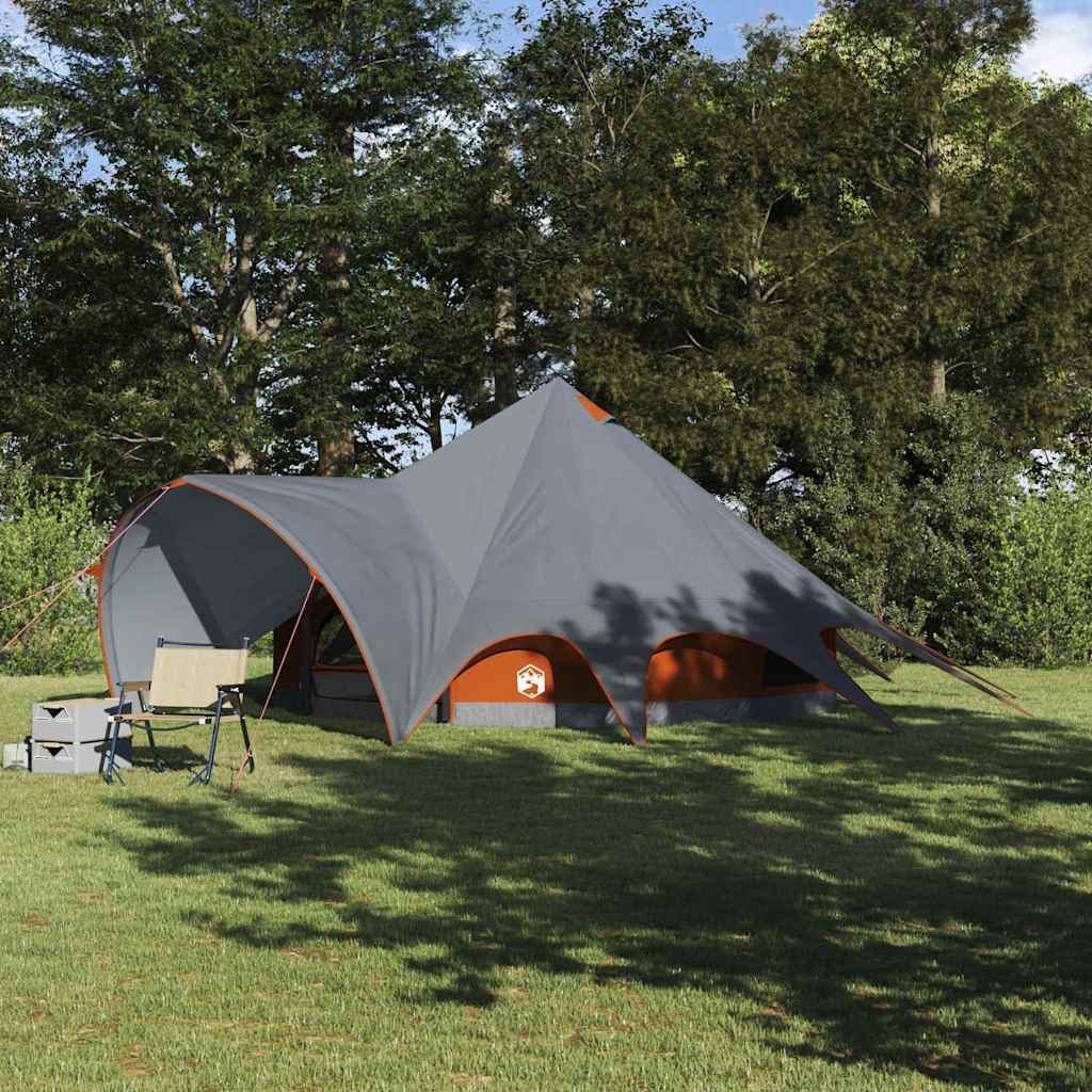 vidaXL Tente tipi avec toit Gris et orange 600 x 600 x 347 cm