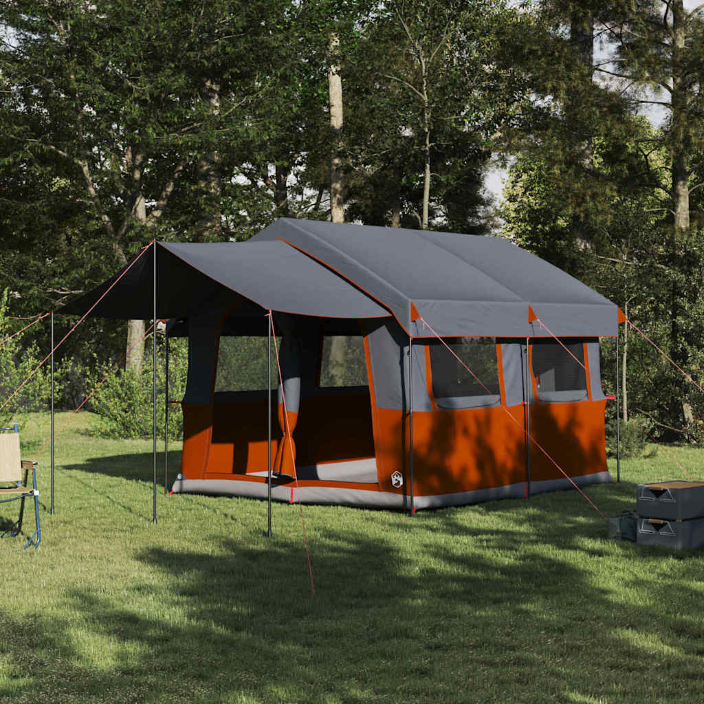 vidaXL Tienda Familiar con techo Gris y naranja 324 x 255 x 230 cm