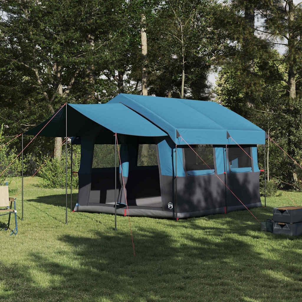 vidaXL Tienda Familiar con techo Azul y gris 324 x 255 x 230 cm