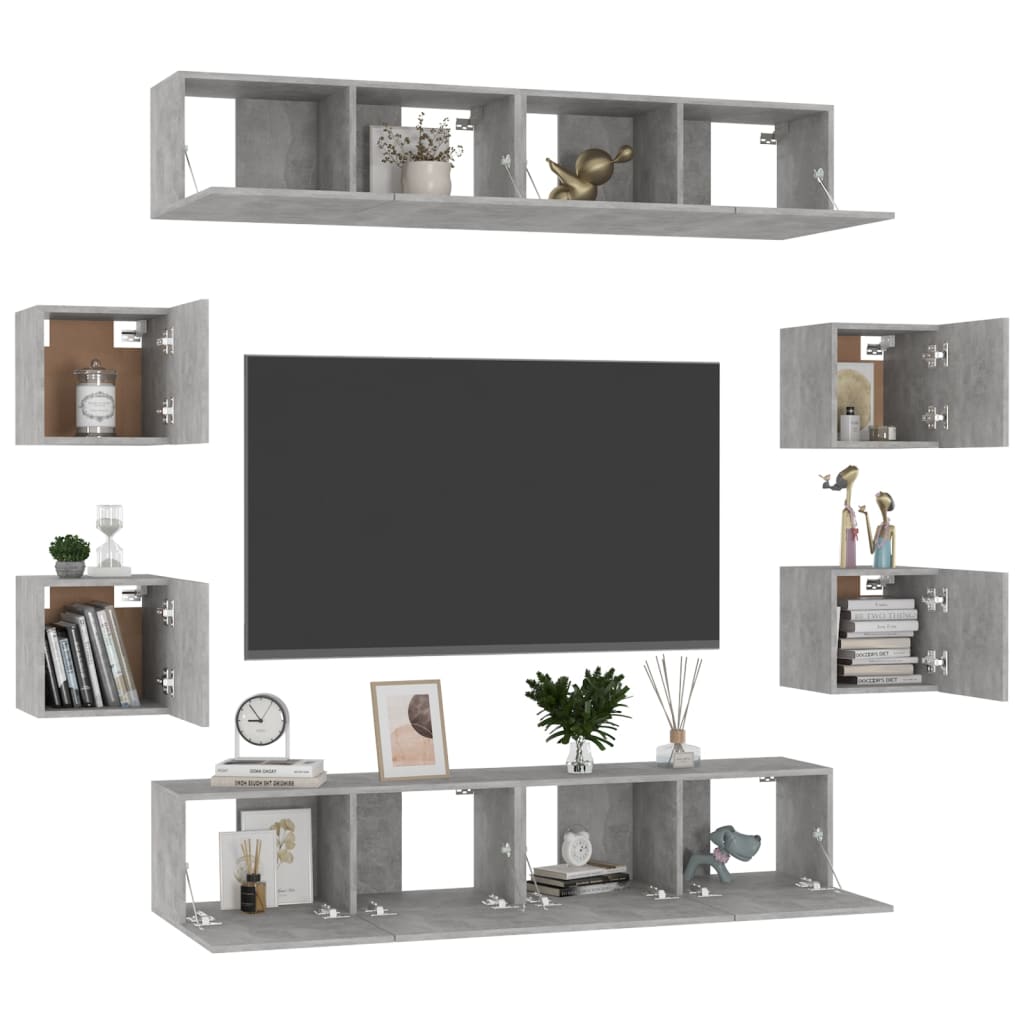 vidaXL Juego de muebles de salón 7 piezas gris hormigón - Image 3