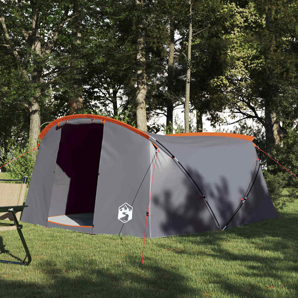 vidaXL Tienda de campaña tipo túnel Gris y naranja 318 x 275 x 140 cm