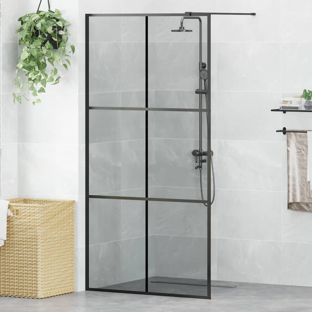 vidaXL Walk-in Duschwand Schwarz 100 x 195 cm Gehärtetes Glas