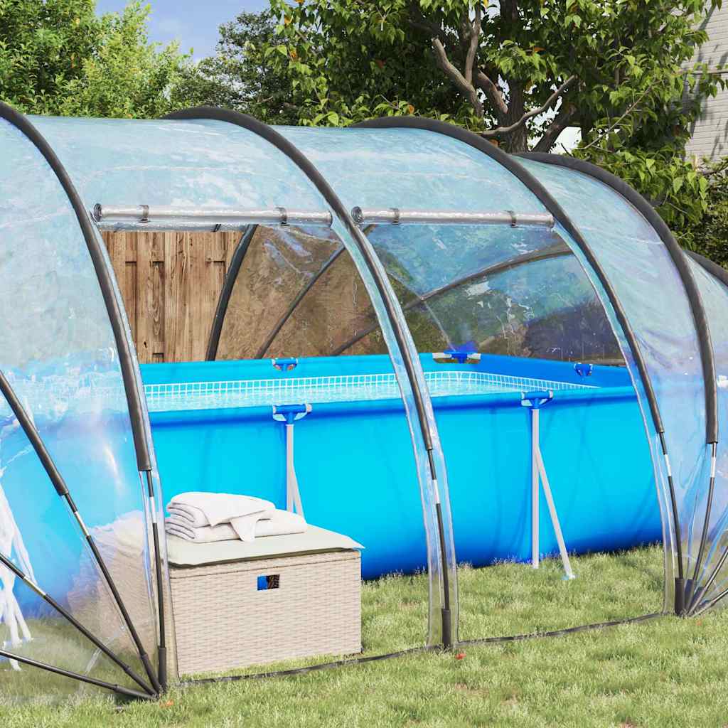 vidaXL Poolzelt Kuppel Transparent 538 x 440 x 204 cm PVC - Image 5
